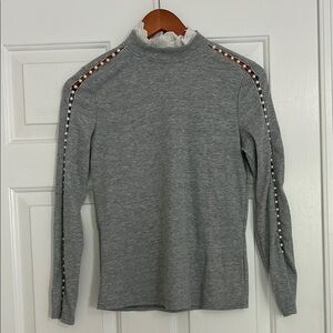 CBR Gray Top with White Lace Accents
